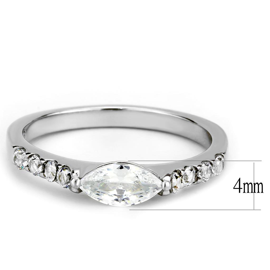 TK3607 - No Plating Stainless Steel Ring with AAA Grade CZ  in Clear - Joyeria Lady