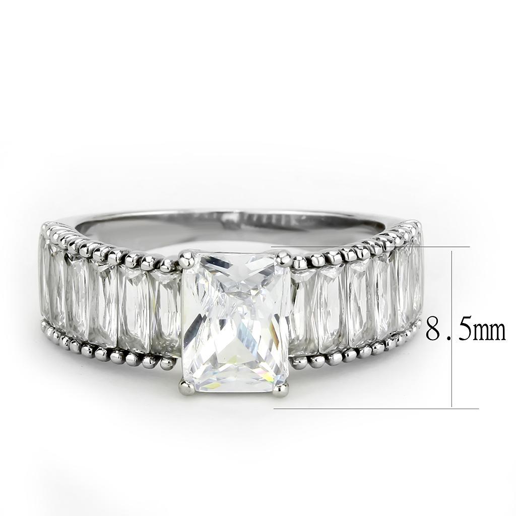 TK3608 - No Plating Stainless Steel Ring with AAA Grade CZ  in Clear - Joyeria Lady