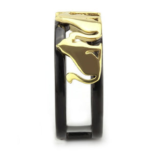 TK3609 - IP Gold+ IP Black (Ion Plating) Stainless Steel Ring with No Stone