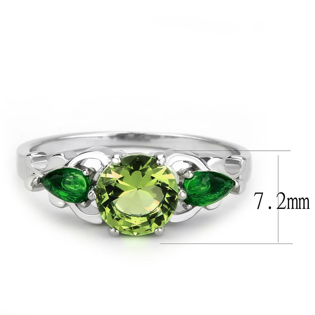 TK3610 - No Plating Stainless Steel Ring with Synthetic Synthetic Glass in Peridot - Joyeria Lady