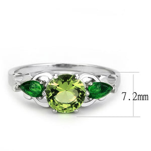TK3610 - No Plating Stainless Steel Ring with Synthetic Synthetic Glass in Peridot