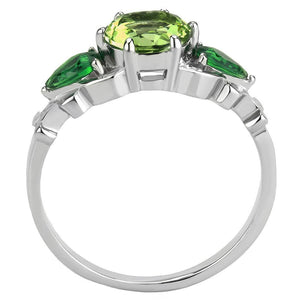 TK3610 - No Plating Stainless Steel Ring with Synthetic Synthetic Glass in Peridot