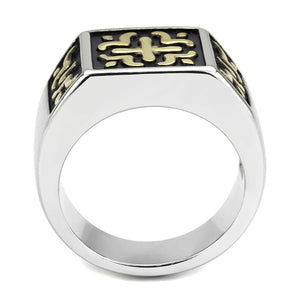 TK3622 Two-Tone IP Gold (Ion Plating) Stainless Steel Ring with No Stone in No Stone