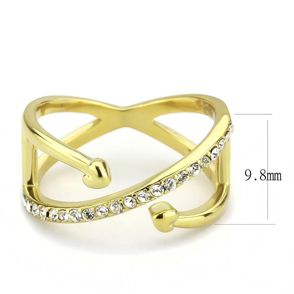 TK3625 - IP Gold(Ion Plating) Stainless Steel Ring with Top Grade Crystal  in Clear - Joyeria Lady