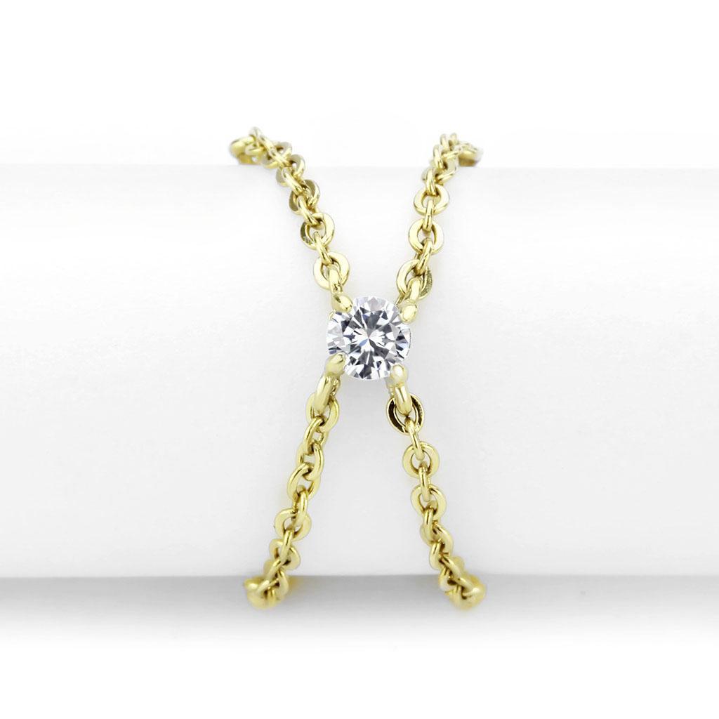 TK3627 - IP Gold(Ion Plating) Stainless Steel Ring with AAA Grade CZ  in Clear - Joyeria Lady