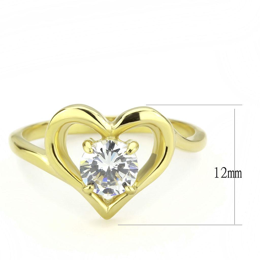 TK3628 - IP Gold(Ion Plating) Stainless Steel Ring with AAA Grade CZ  in Clear - Joyeria Lady