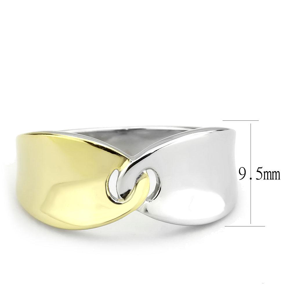 TK3630 - Two-Tone IP Gold (Ion Plating) Stainless Steel Ring with No Stone - Joyeria Lady