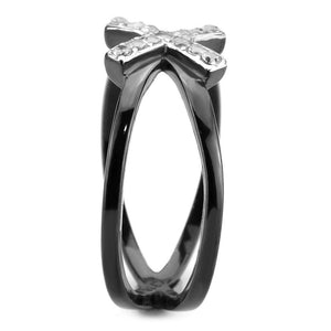 TK3635 - Two-Tone IP Black (Ion Plating) Stainless Steel Ring with AAA Grade CZ  in Clear