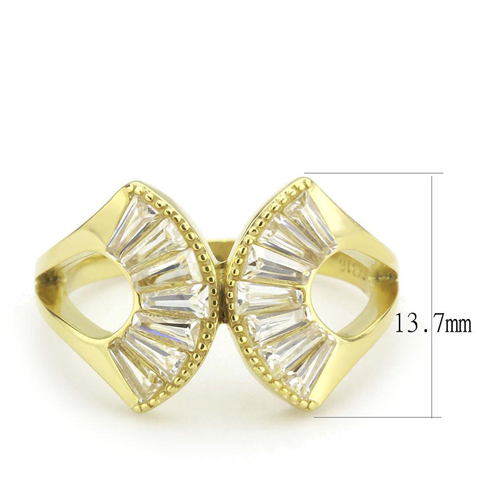 TK3638 - IP Gold(Ion Plating) Stainless Steel Ring with AAA Grade CZ  in Clear - Joyeria Lady