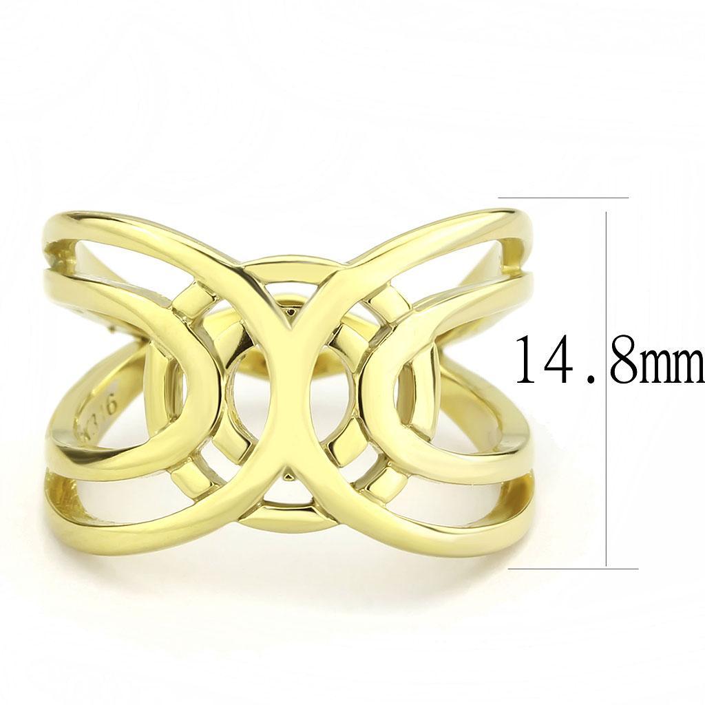 TK3639 - IP Gold(Ion Plating) Stainless Steel Ring with No Stone - Joyeria Lady