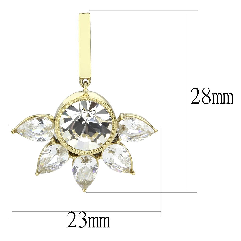 TK3661 IP Gold(Ion Plating) Stainless Steel Earrings with Top Grade Crystal in Clear - Joyeria Lady