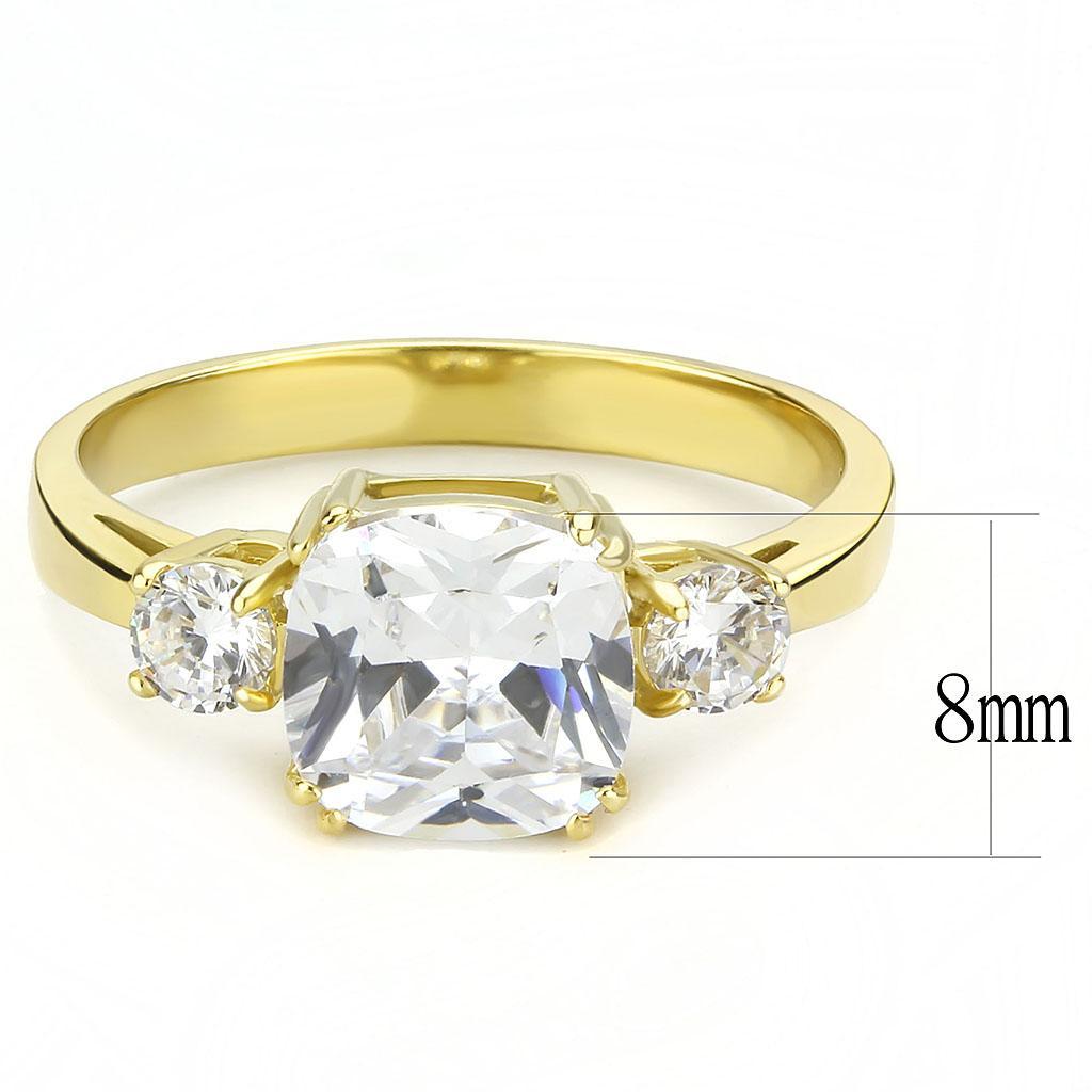 TK3674 - IP Gold(Ion Plating) Stainless Steel Ring with AAA Grade CZ  in Clear - Joyeria Lady