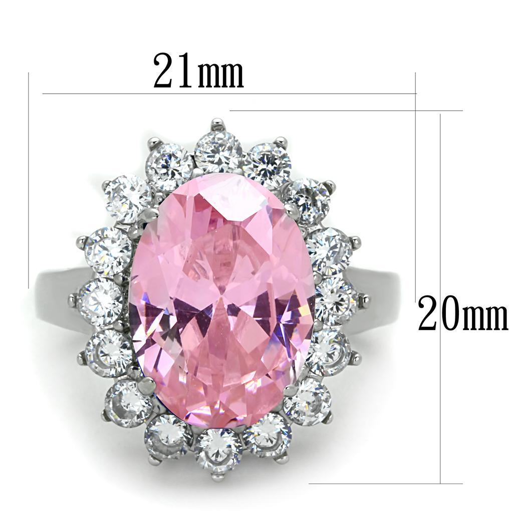 TK3676 - High polished (no plating) Stainless Steel Ring with Synthetic Synthetic Glass in Rose - Joyeria Lady