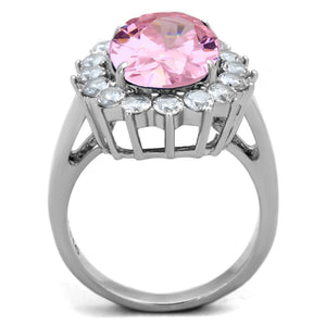 TK3676 High polished (no plating) Stainless Steel Ring with Synthetic in Rose