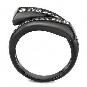 TK3692 - IP Black(Ion Plating) Stainless Steel Ring with Top Grade Crystal  in Black Diamond