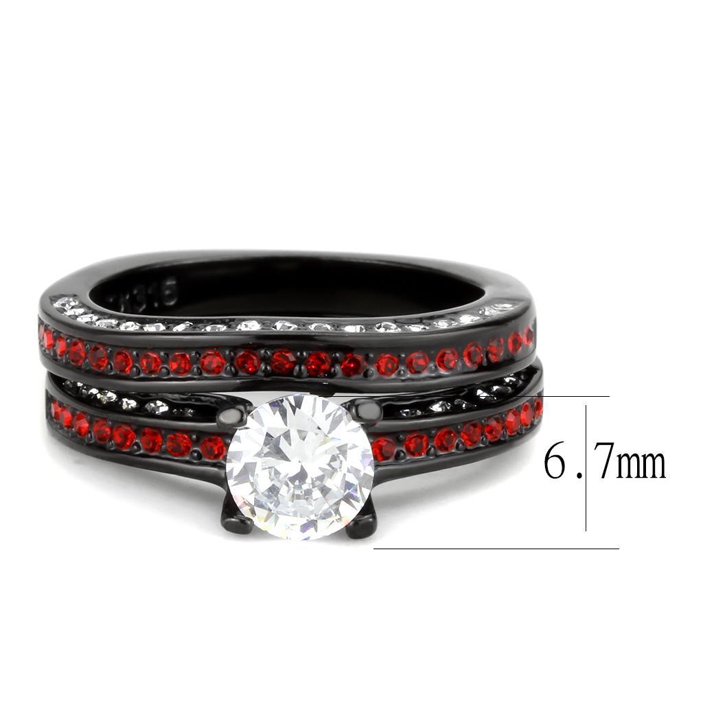 TK3695 - IP Black(Ion Plating) Stainless Steel Ring with AAA Grade CZ  in Clear - Joyeria Lady