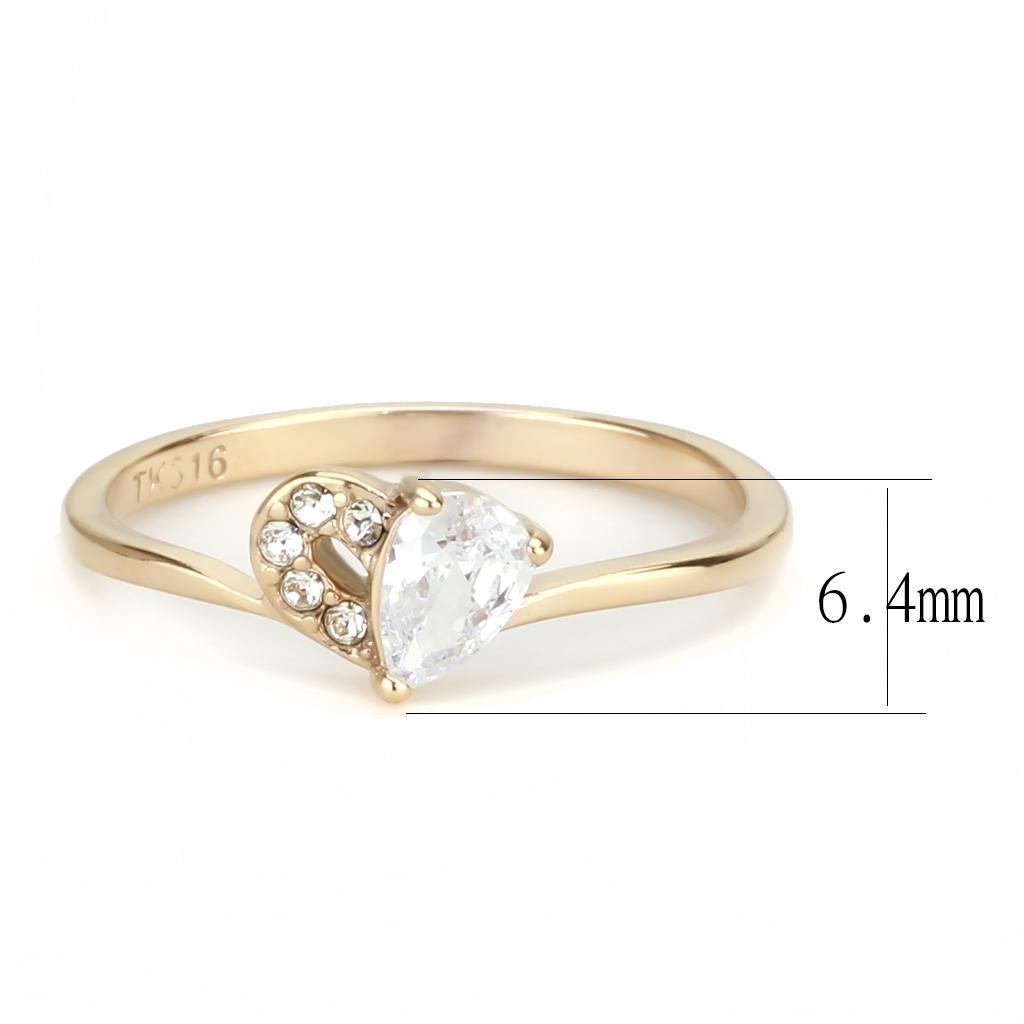 TK3713 - IP Rose Gold(Ion Plating) Stainless Steel Ring with AAA Grade CZ  in Clear - Joyeria Lady