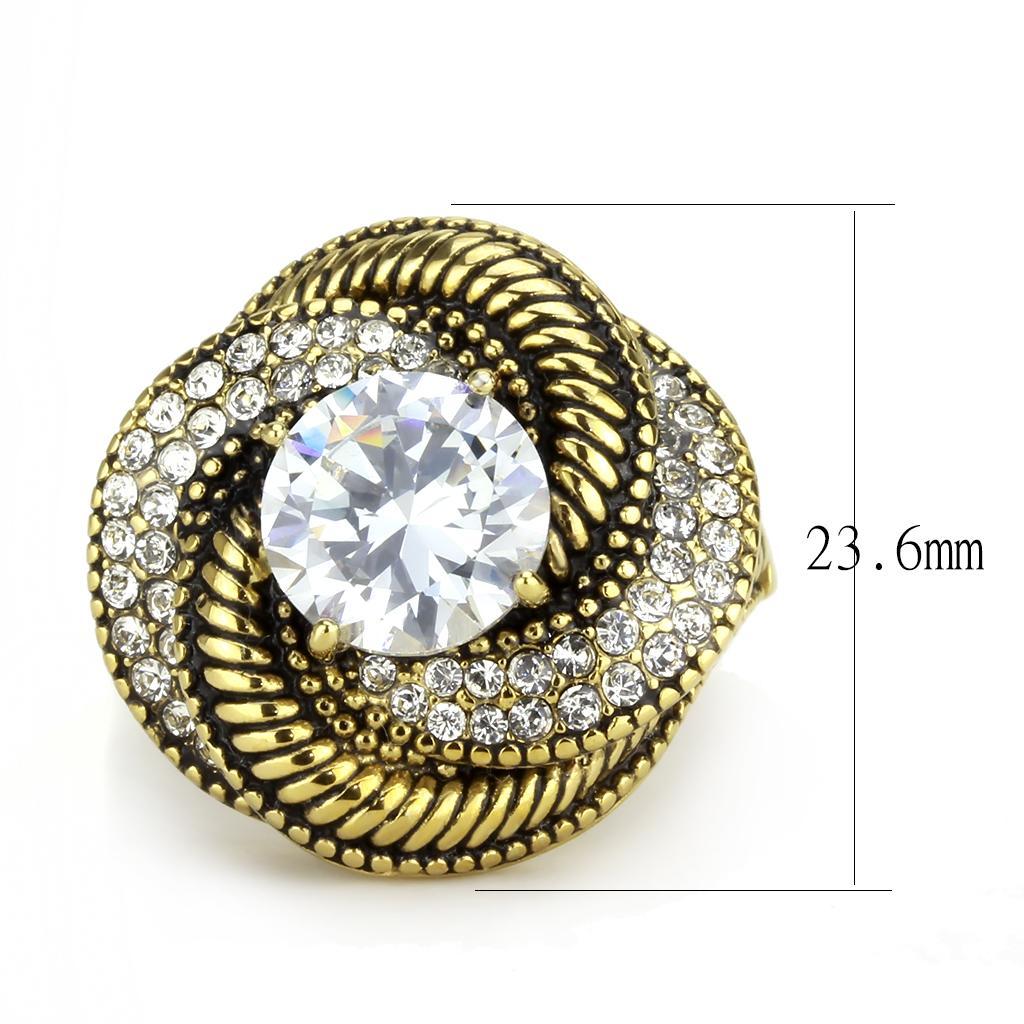 TK3714 - IP Gold(Ion Plating) Stainless Steel Ring with AAA Grade CZ  in Clear - Joyeria Lady