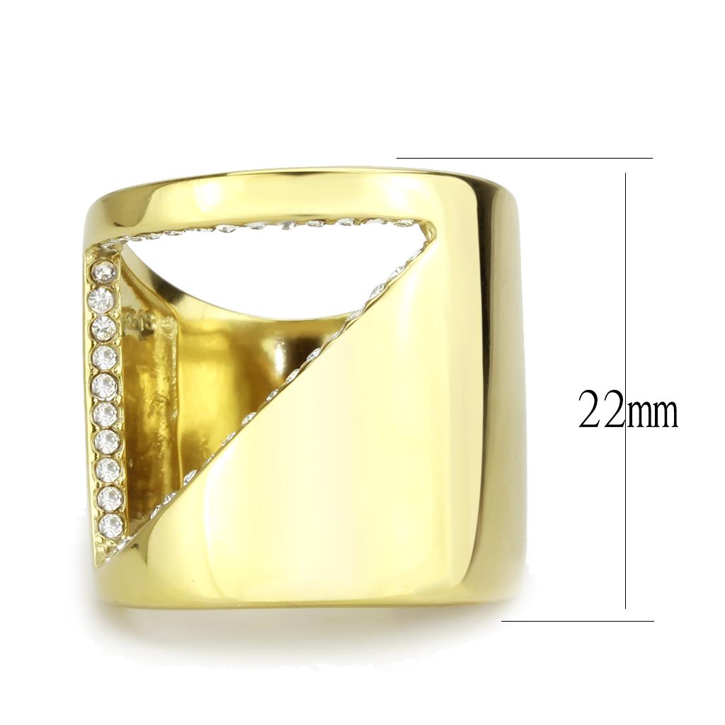 TK3715 - IP Gold(Ion Plating) Stainless Steel Ring with Top Grade Crystal  in Clear - Joyeria Lady