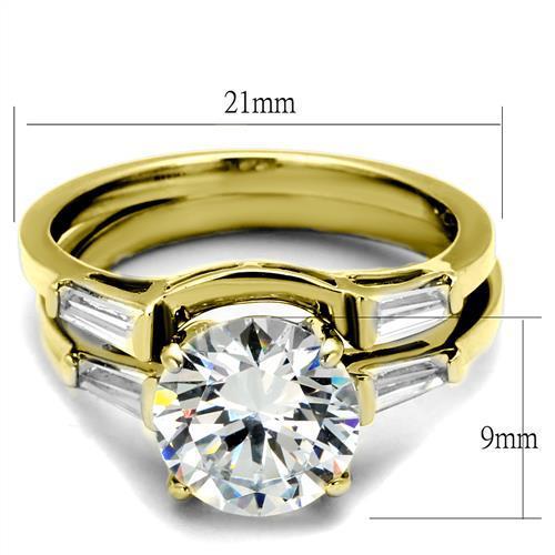 TK44701 - IP Gold(Ion Plating) Stainless Steel Ring with AAA Grade CZ  in Clear - Joyeria Lady