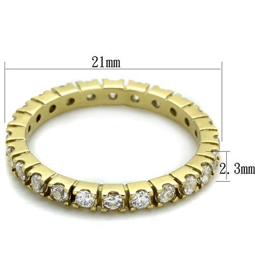 TK45202G - IP Gold(Ion Plating) Stainless Steel Ring with AAA Grade CZ  in Clear - Joyeria Lady