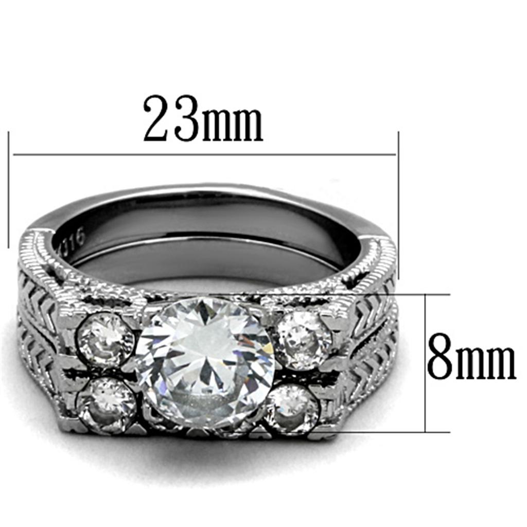 TK5X019 - High polished (no plating) Stainless Steel Ring with AAA Grade CZ  in Clear - Joyeria Lady