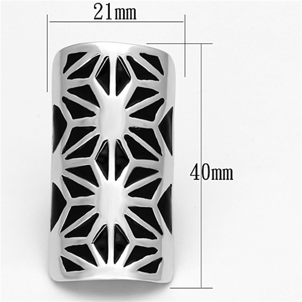 TK918 - High polished (no plating) Stainless Steel Ring with Epoxy  in Jet - Joyeria Lady