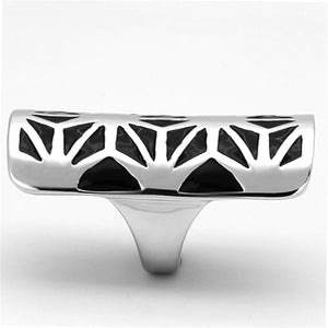 TK918 - High polished (no plating) Stainless Steel Ring with Epoxy  in Jet