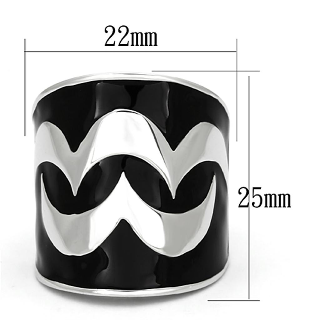 TK926 - High polished (no plating) Stainless Steel Ring with Epoxy  in Jet - Joyeria Lady