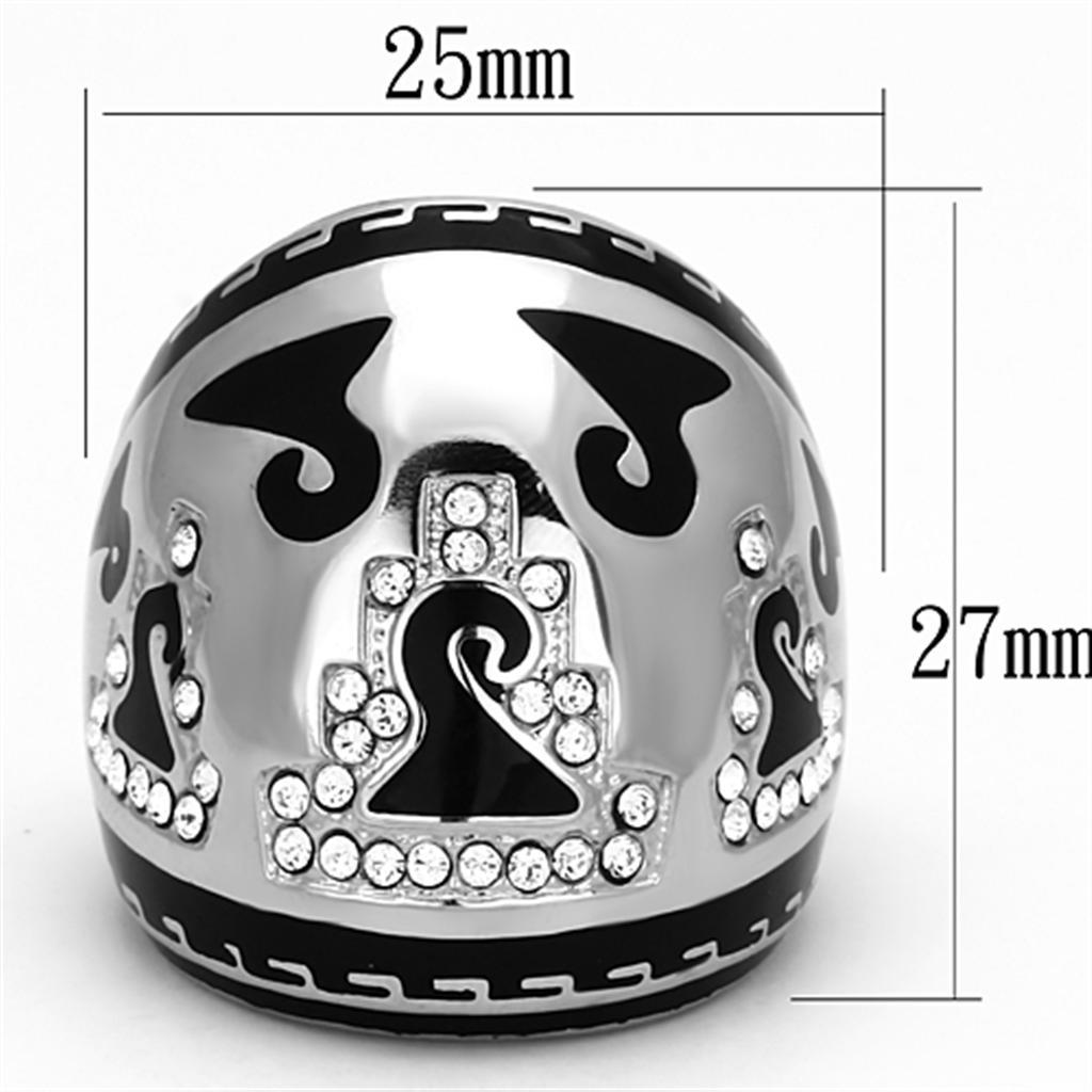 TK928 - High polished (no plating) Stainless Steel Ring with Top Grade Crystal  in Clear - Joyeria Lady