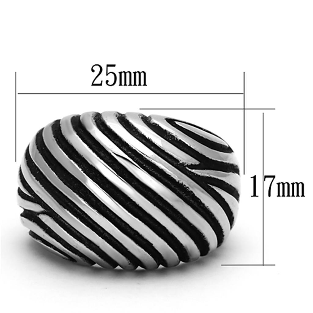 TK929 - High polished (no plating) Stainless Steel Ring with Epoxy  in Jet - Joyeria Lady