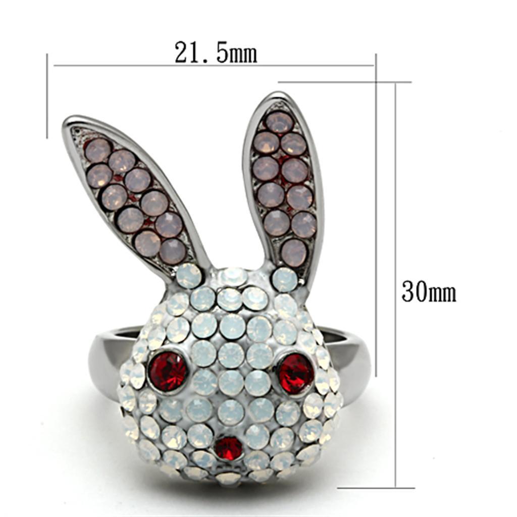 TK931 - High polished (no plating) Stainless Steel Ring with Top Grade Crystal  in Multi Color - Joyeria Lady