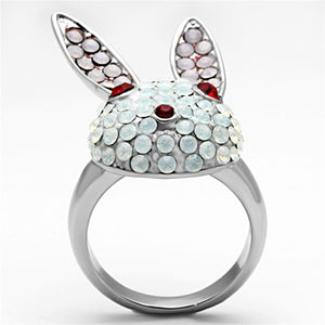 TK931 - High polished (no plating) Stainless Steel Ring with Top Grade Crystal  in Multi Color