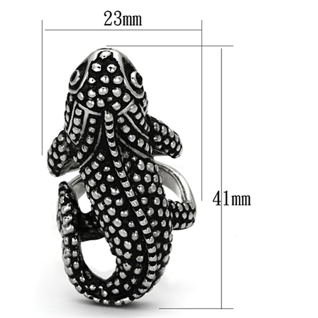 TK933 - High polished (no plating) Stainless Steel Ring with Top Grade Crystal  in Jet - Joyeria Lady