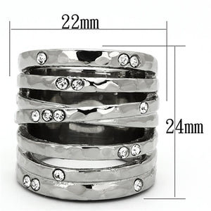 TK937 - High polished (no plating) Stainless Steel Ring with Top Grade Crystal  in Clear