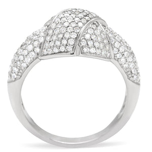 TS016 - Rhodium 925 Sterling Silver Ring with AAA Grade CZ  in Clear