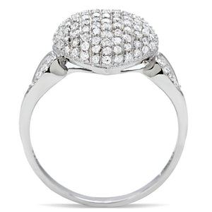 TS017 - Rhodium 925 Sterling Silver Ring with AAA Grade CZ  in Clear