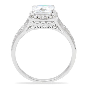 TS019 - Rhodium 925 Sterling Silver Ring with AAA Grade CZ  in Clear
