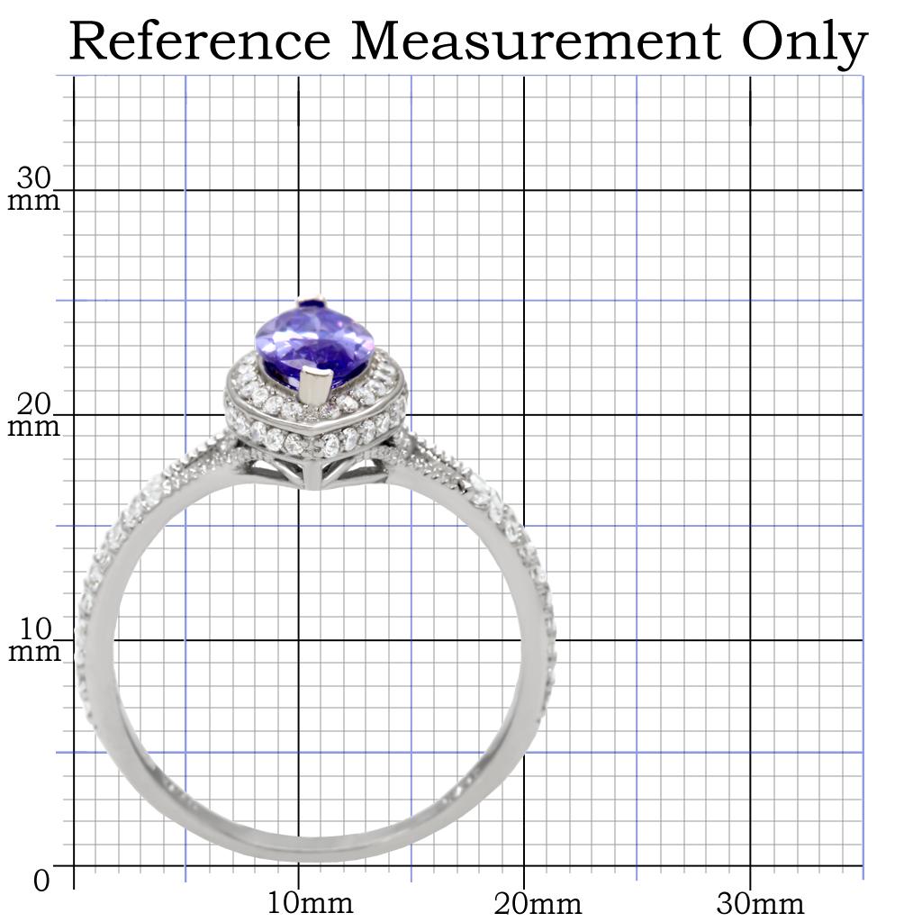 TS024 - Rhodium 925 Sterling Silver Ring with AAA Grade CZ  in Tanzanite - Joyeria Lady
