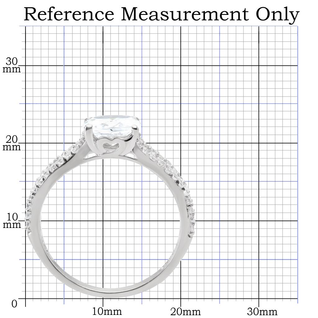 TS029 - Rhodium 925 Sterling Silver Ring with AAA Grade CZ  in Clear - Joyeria Lady