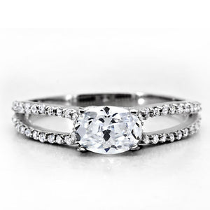 TS029 - Rhodium 925 Sterling Silver Ring with AAA Grade CZ  in Clear