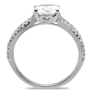 TS029 - Rhodium 925 Sterling Silver Ring with AAA Grade CZ  in Clear