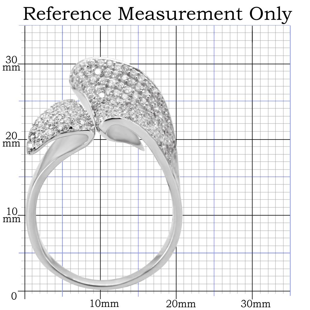 TS032 - Rhodium 925 Sterling Silver Ring with AAA Grade CZ  in Clear - Joyeria Lady