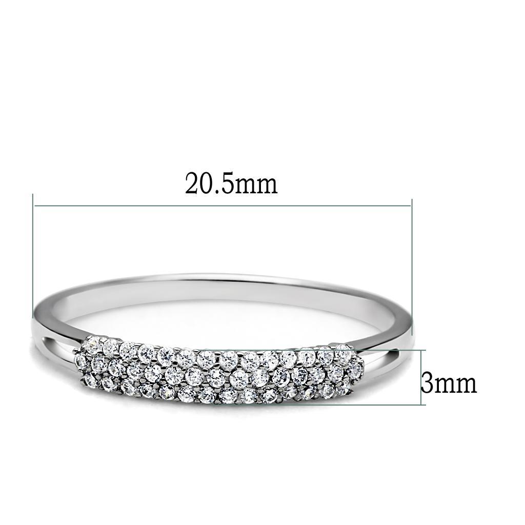 TS043 - Rhodium 925 Sterling Silver Ring with AAA Grade CZ  in Clear - Joyeria Lady