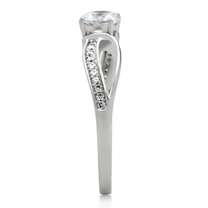 TS044 - Rhodium 925 Sterling Silver Ring with AAA Grade CZ  in Clear