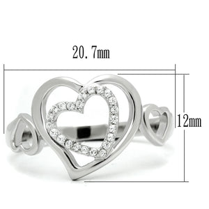 TS058 - Rhodium 925 Sterling Silver Ring with AAA Grade CZ  in Clear