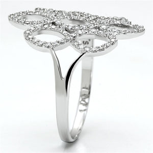 TS071 - Rhodium 925 Sterling Silver Ring with AAA Grade CZ  in Clear