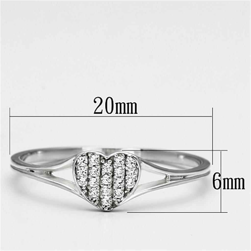 TS073 - Rhodium 925 Sterling Silver Ring with AAA Grade CZ  in Clear - Joyeria Lady
