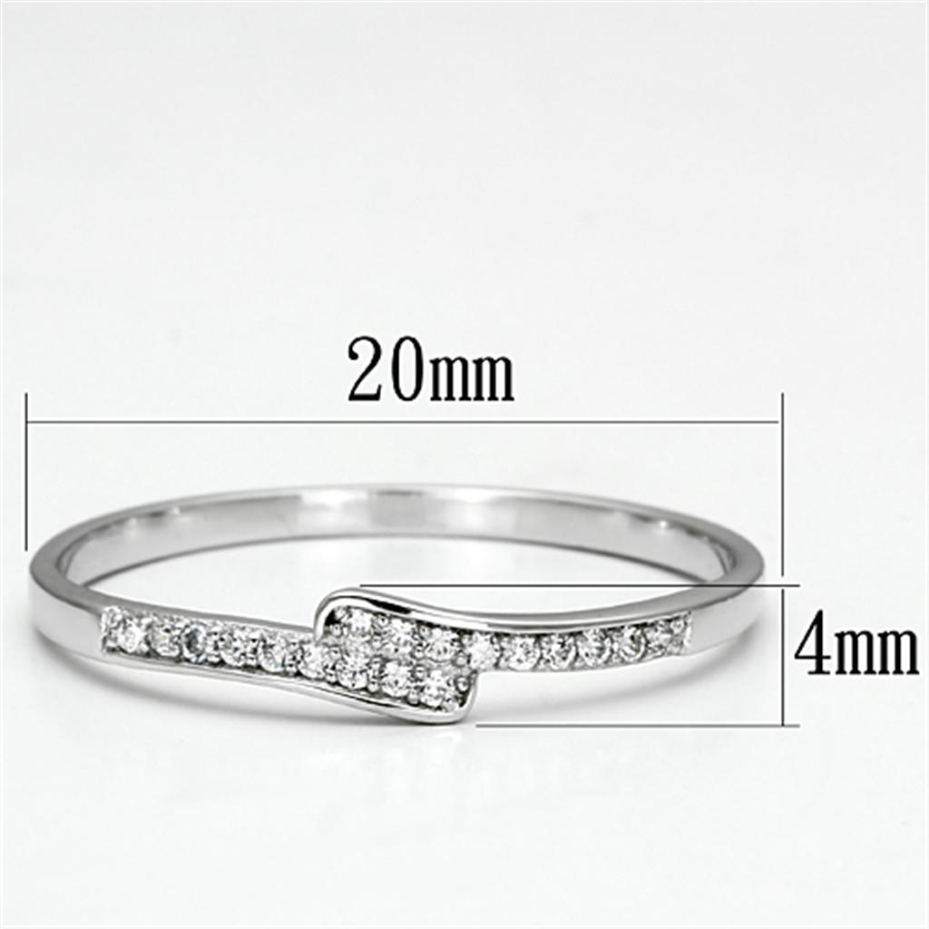 TS077 - Rhodium 925 Sterling Silver Ring with AAA Grade CZ  in Clear - Joyeria Lady