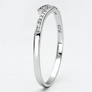 TS077 - Rhodium 925 Sterling Silver Ring with AAA Grade CZ  in Clear